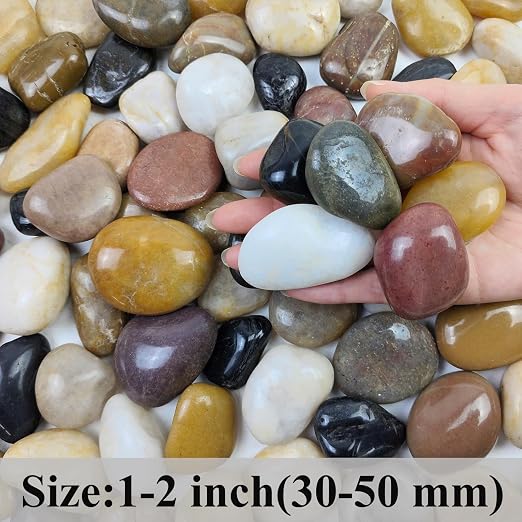FANTIAN 2 lbs Pebbles for Plants, 1-2 inch Polished River Rocks for Plants - Image 2