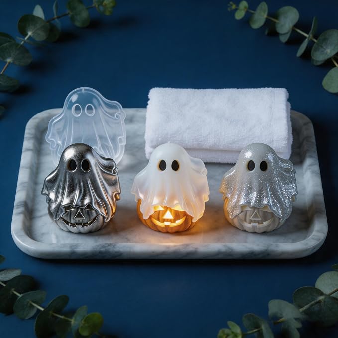 3D Ghost Pumpkin Silicone Mold for DIY Halloween Candle & Soap Casting Tool | - Image 6
