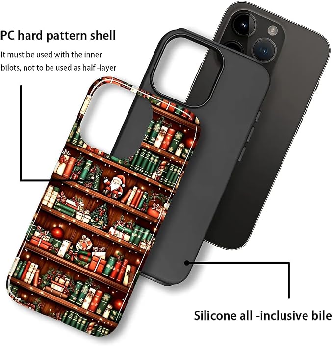 Case for iPhone 15, Scratch Resistant Hybrid Double Layer Hard Shell，Christmas - Image 2