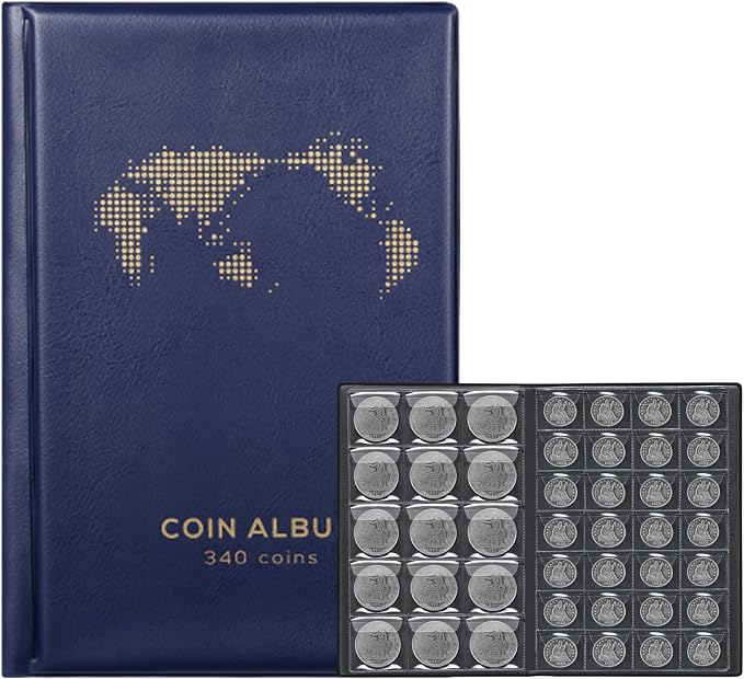 Coin Album for Collectors, 340 Pockets Coin Collection Book Holder Display by MUSHENJI