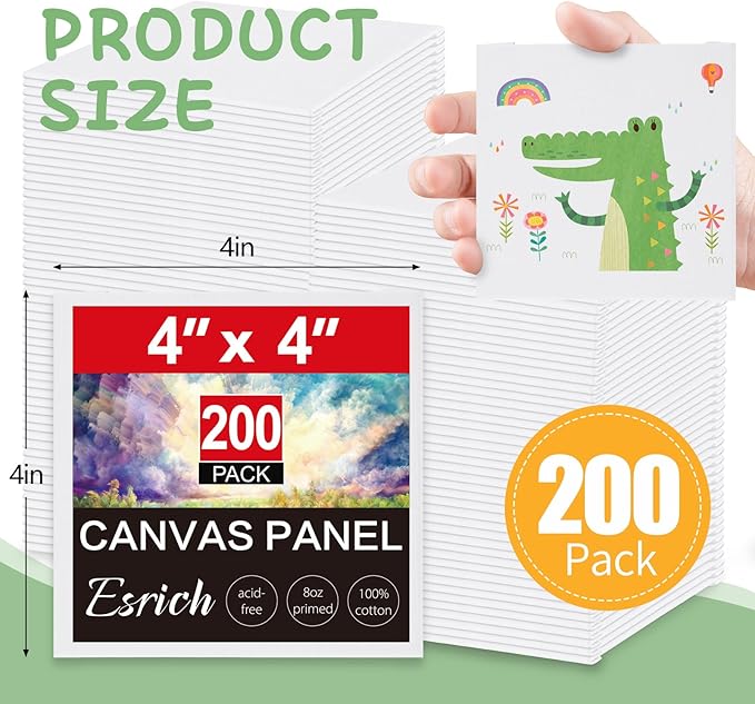 ESRICH Mini Canvases for Painting, 4x4In Canvas in Bulk 200Pack Small Canvas - Image 2