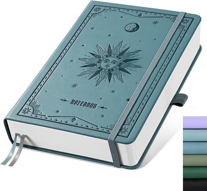 EMSHOI Lined Journal Notebook, 320 Numbered Pages, A5 Size | Leather Hardcover by EMSHOI