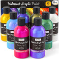 Nicpro 8 Colors Iridescent Acrylic Paint, 8.45oz / 250ml Large Bulk Metallic by Nicpro