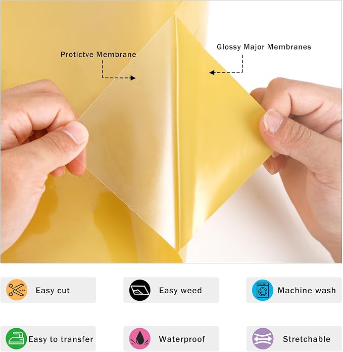 RENLITONG Glossy Gold HTV Vinyl 12" x 35ft Roll - Image 3