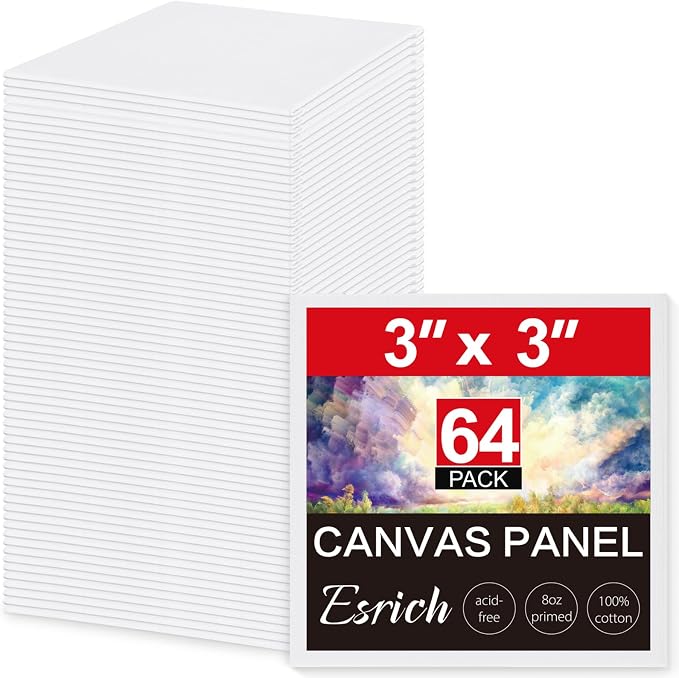ESRICH 3x3IN Small Canvases for Painting, 64 Pack Mini Canvas Boards Cotton by ESRICH