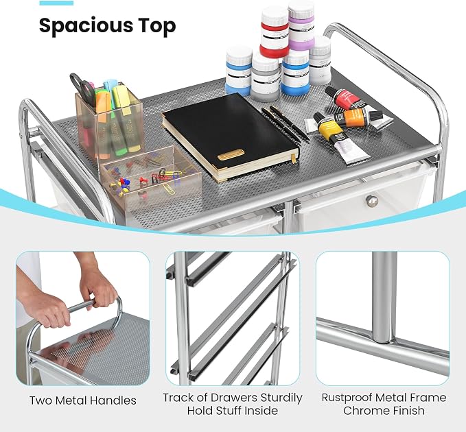 Giantex 10 Drawers Rolling Cart, Classroom Organizers, Storage Cart - Image 6