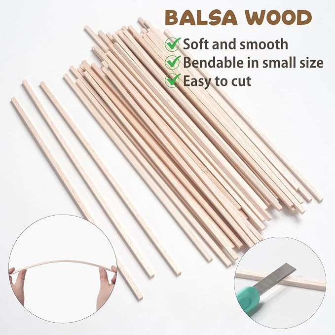 Balsa Wood Sticks, Balsa Wood Strips, Square Wooden Dowels - Image 4