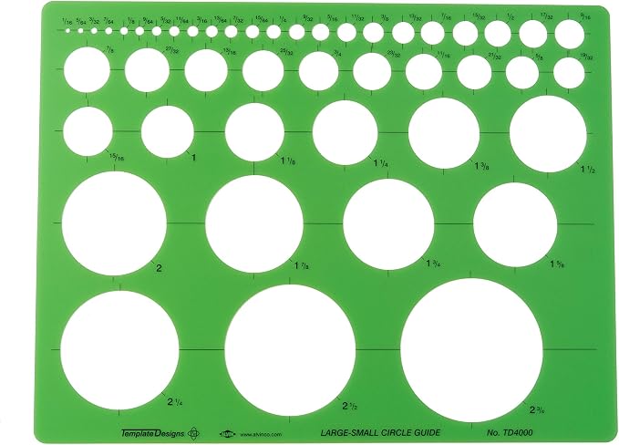 Alvin, Circle Guide Template, 46 Circles, 8.625 inches x 11.125 inches x .030 by Alvin