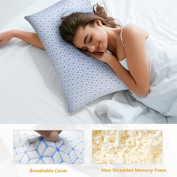 Love Attitude Bed Pillow King Size 1 Pack, Shredded Memory Foam Pillow - Image 2