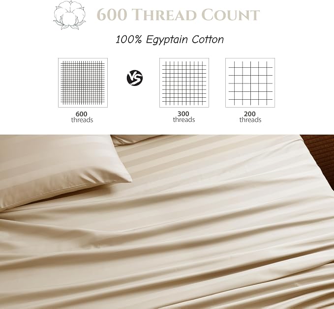 Cotton Flat Sheets Only, 600 TC 100% Cotton Flat Sheet Top Sheet Only, Cal King - Image 3