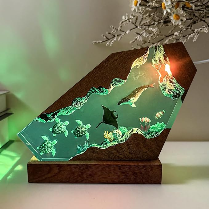 Humpback Whale Ocean Resin Lamp, Handmade Resin Night Light - Image 9