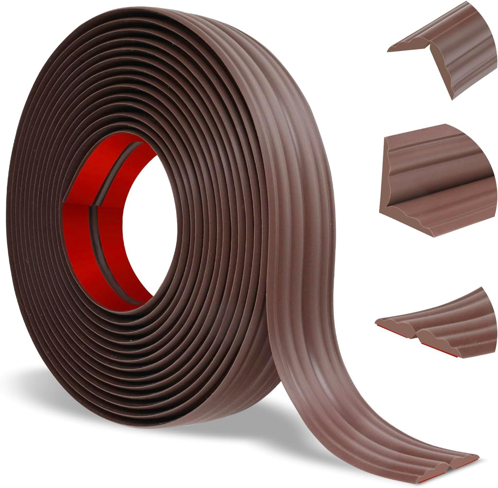 Wall Corner Protector Peel and Stick Corner Trim Molding Flexible Inside & Outside Wall Edge Guard Self Adhesive Moulding Trim for Edge Use, Brown, 0.8” W x 40’ L