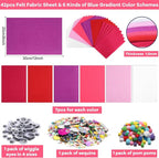 gisgfim 42Pcs Valentine's Day Pink-Purple Felt Fabric Sheet Craft Kit 8 x 12 - Image 2