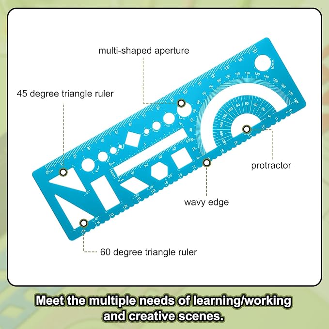 HARFINGTON Multifunctional Geometric Rulers 15cm Metric and SAE Aluminum - Image 4