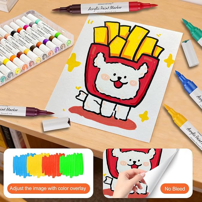 72 Color Acrylic Paint Markers Set, 36 Dual Brush Tip Art Markers - Image 5