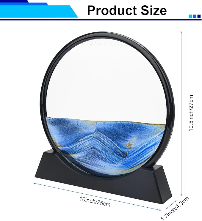 Coitak Moving Sand Art Picture, Round Glass Dynamic Sand Picture, Desktop Sand - Image 2