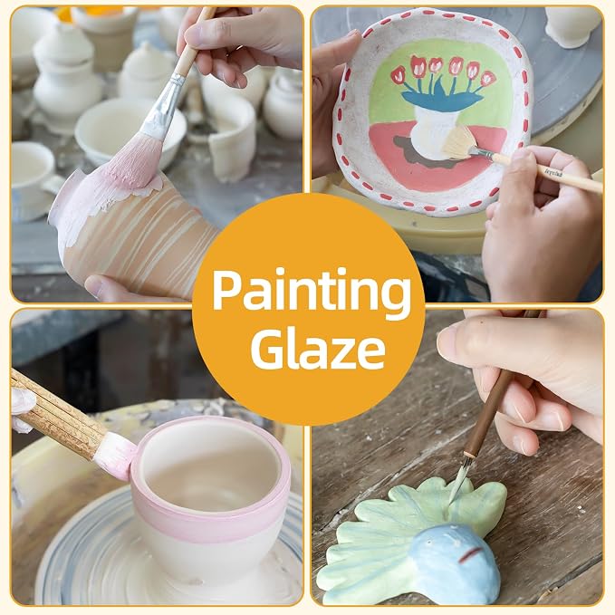 Pottery Glaze Brushes, Different Shape Wool Soft Bristle - Image 2