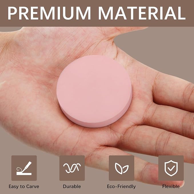 12Pcs Round Linoleum Blocks for Printmaking, 2x2in Premium Rubber Stamps - Image 3