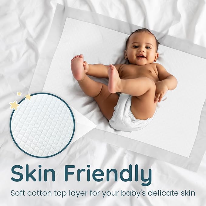 Reli. Disposable Changing Pads for Baby (110 Pack) | 18" x 24" Disposable Diaper Changing Pads, Large | Super Absorbent, Leak-Proof Liners | Waterproof, Quick Dry Underpads (White)