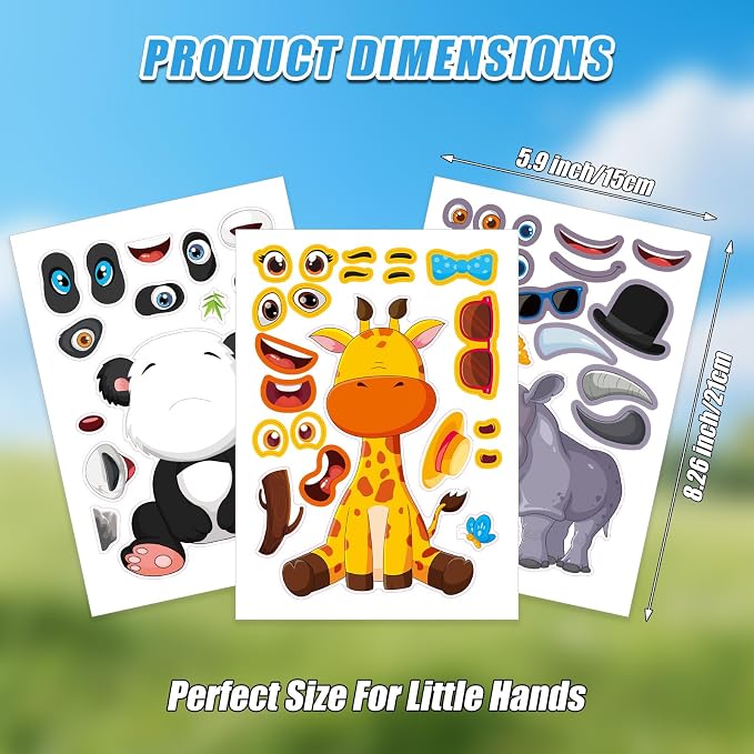 48 Sheets Create Funny Safari Animals Stickers, Make a Face Stickers - Image 2