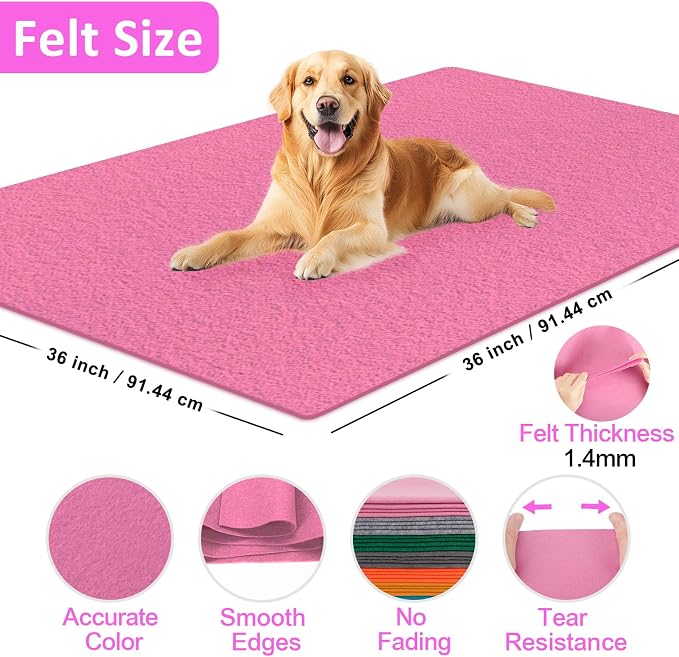 XSEINO Dust Pink Large Felt Fabric 36" X 36 ", 1.4 mm Thick Soft Felt Fabric - Image 2