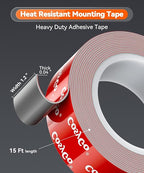 Double Sided Tape Heavy Duty, 15FT Outdoor Heat Resistant Automotive Waterproof - Image 2