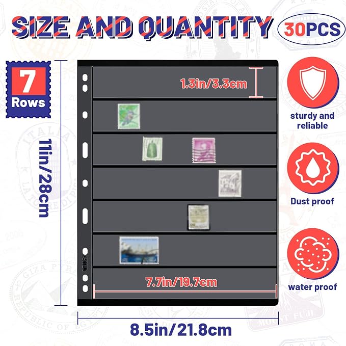 Gersoniel 30 Pieces stamp collecting supplies stamp collector pages Album sheets - Image 2