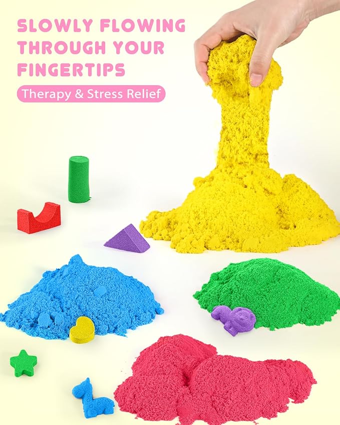 AtMini Play Sand with 6 Colored Sands of 11lbs, Including a Sand Tray with Lid - Image 3