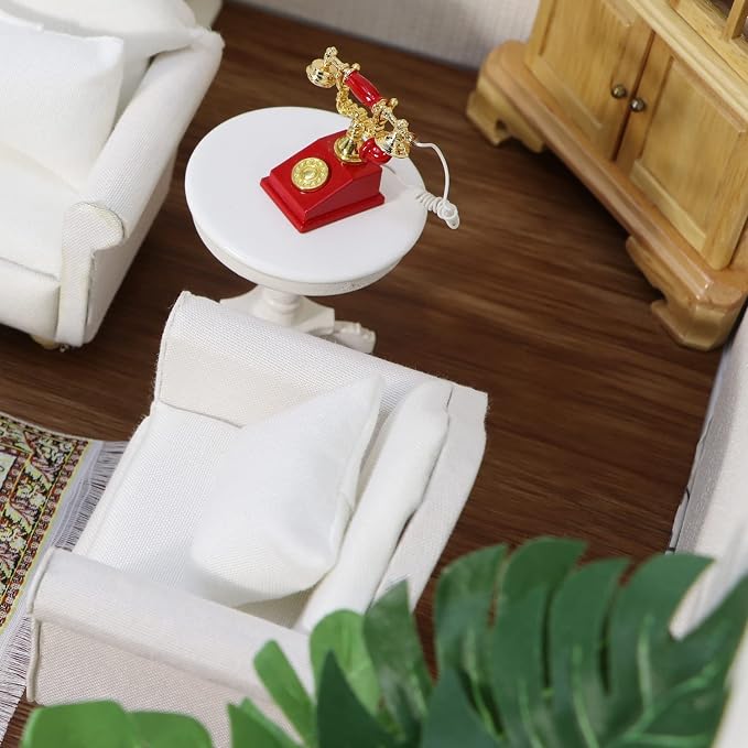 Dollhouse Couch with Pillow 1 12 Scale Miniature Sofa Arm Chair Living Room - Image 3