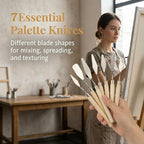 7 Piece Palette Knife, Stainless Steel Blades Oil Paint Knives Wood Handle | - Image 3