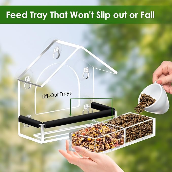 Clear Window Bird Feeder with 5 Extra Strong Suction Cups, DY-SKTY Sturdy and - Image 4