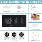 RidaaFri Embroidery Kit for Beginners, 3 Pk Stamped Butterfly DIY Craft Supplies - Image 3