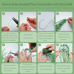 Beaded Plant Kit Green Glass Beads Flower Leaf Suncatcher Disco Ball Hanging - Image 6