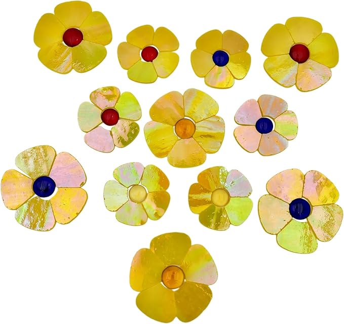 Esweny 12 Flower Stained Glass Mosaic Tiles by Esweny