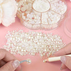 NACHLYNN 6480 Pcs Flat Back Pearl 7 Sizes Half Round Beige Flatback Pearls - Image 4