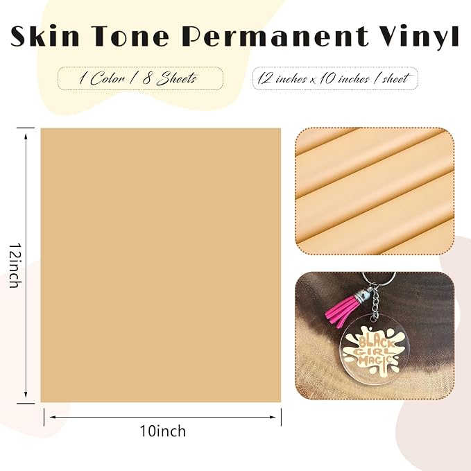 Tintnut Pastel Skin Tone Permanent Vinyl 8 Sheets 12''x10'' Adhesive Vinyl | - Image 2