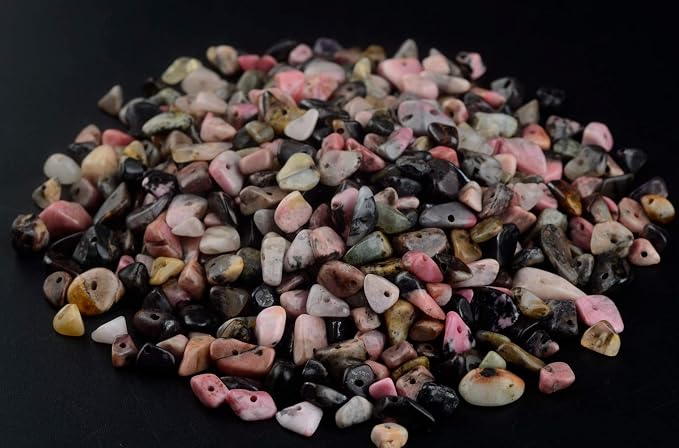 Natural Chip Stone Beads Black Stripe Rhodochrosite 5-8mm About 400 Pieces - Image 2
