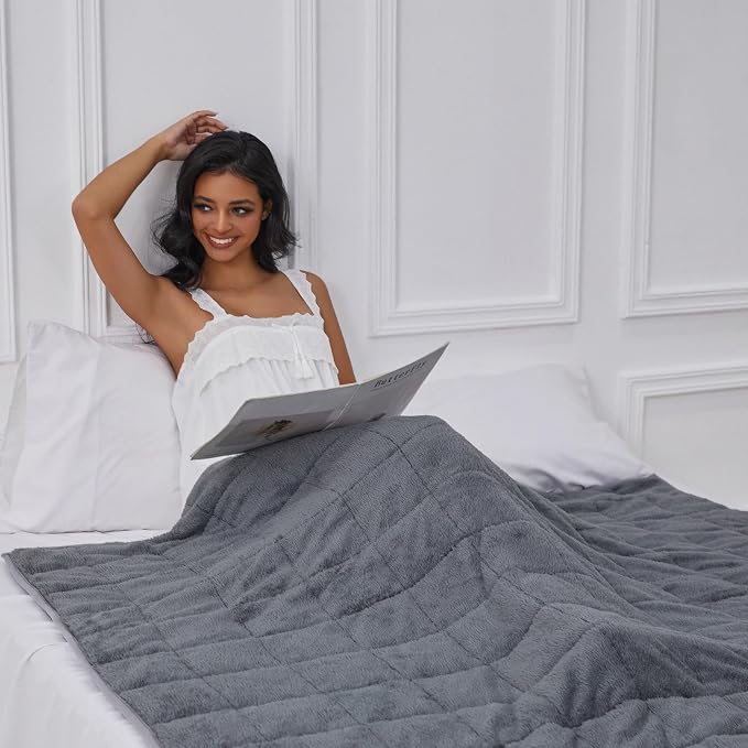 Sherpa Weighted Blanket for Adults, 10 lbs Furry Bed Blanket for Deep Sleep - Image 4