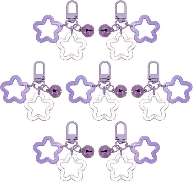 PATIKIL Star Keychain, Candy Color Acrylic Pentagram Keychain Stars Charms Bell by PATIKIL