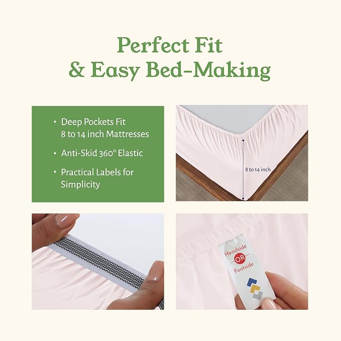 California Design Den Soft 100% Organic Cotton Bed Sheets Twin Size Set - Image 6