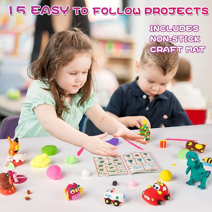 Air Dry Clay Kit for Kids – 24 Colors Non-Toxic Soft Modeling Clay Set | - Image 3