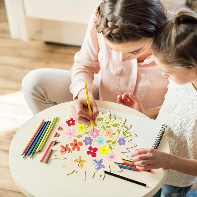 Large Size 12" Wooden Spring Ornaments to Paint, Flower Wooden DIY Blank - Image 6