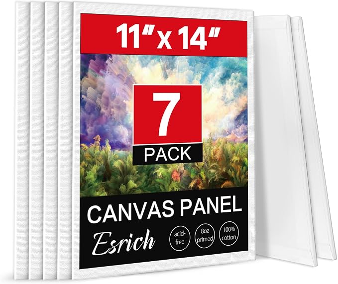 ESRICH Canvas Boards for Painting, 7 Pack Canvases for Painting 11x14 Cotton by ESRICH
