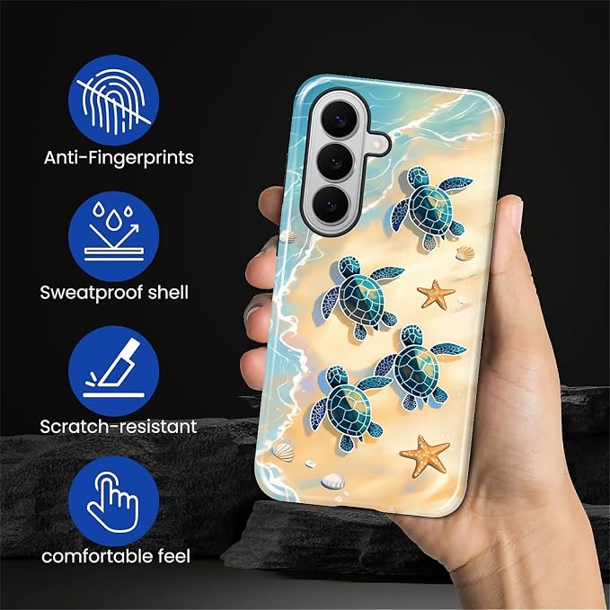 for Samsung Galaxy S26+ Case, Sea Turtle Beach Pattern Glossy 2 in 1 Shockproof - Image 4