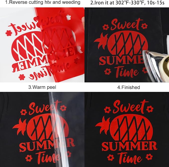 FUNKAKA Red HTV Heat Transfer Vinyl Bundle, 10 Sheets Sticky HTV Vinyl - Image 5