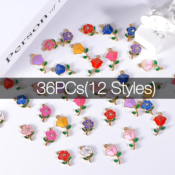 Bulk Gold Enamel Charms for Jewelry Making, Colorful Metal Charms Pendant for - Image 3