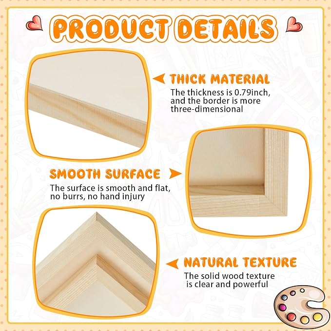 Barydat 1 Pack Wood Canvas Board 10 x 8 Unfinished Wood Canvas Wooden Panel - Image 3