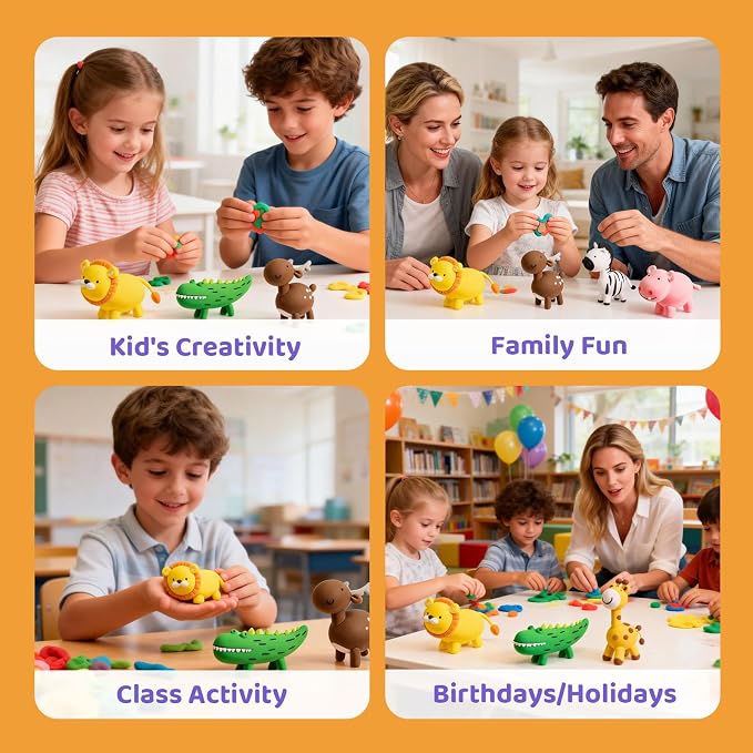 Both idea Air Dry Clay Kit, Animal Theme | 12 Packs, Non-Toxic Kids Gift | - Image 7