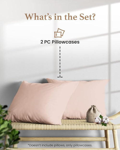 1000 TC Blush King Pillowcases Set of 2 100% Egyptian Cotton Pillow Cases - Image 2