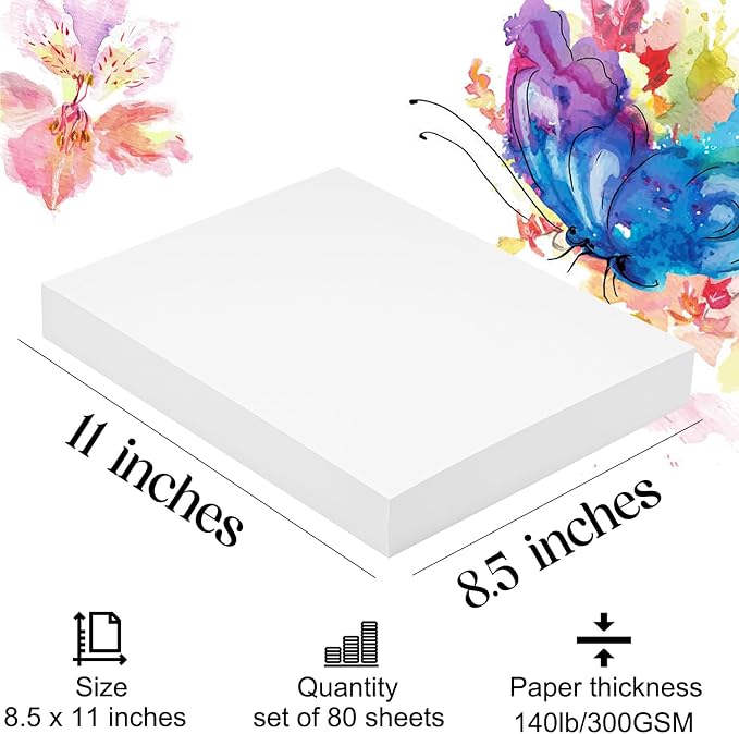 Watercolor Paper 8.5x11 inches 80 Sheets, Heavyweight Artist Paper 140lb/300GSM - Image 4